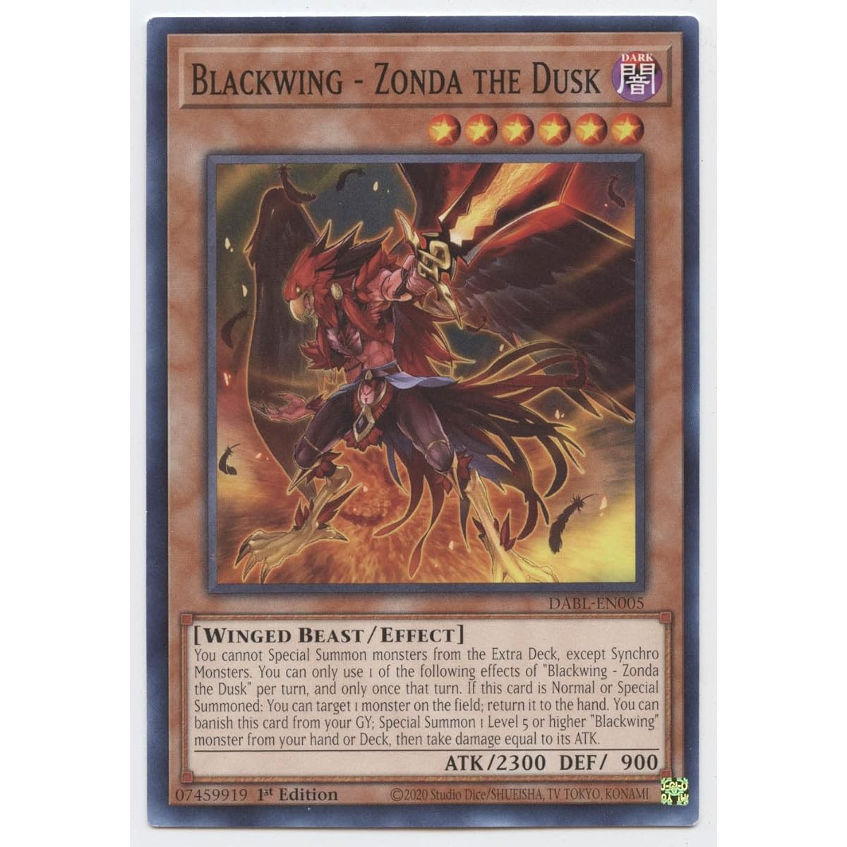 Blackwing - Zonda The Dusk - DABL-EN005 - Common - First Edition
