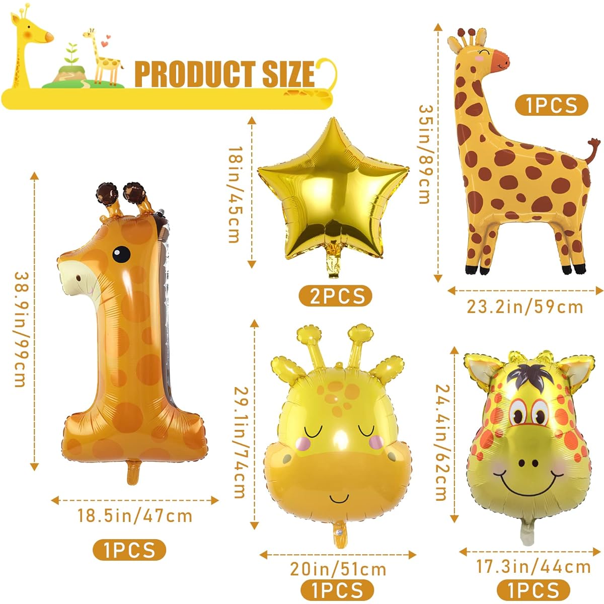 40 Inch Giraffe Balloon Birthday Decoration Balloon Birthday Foil Balloon Wild One Baby Shower Decoration Jungle Animal Theme Party Supplies