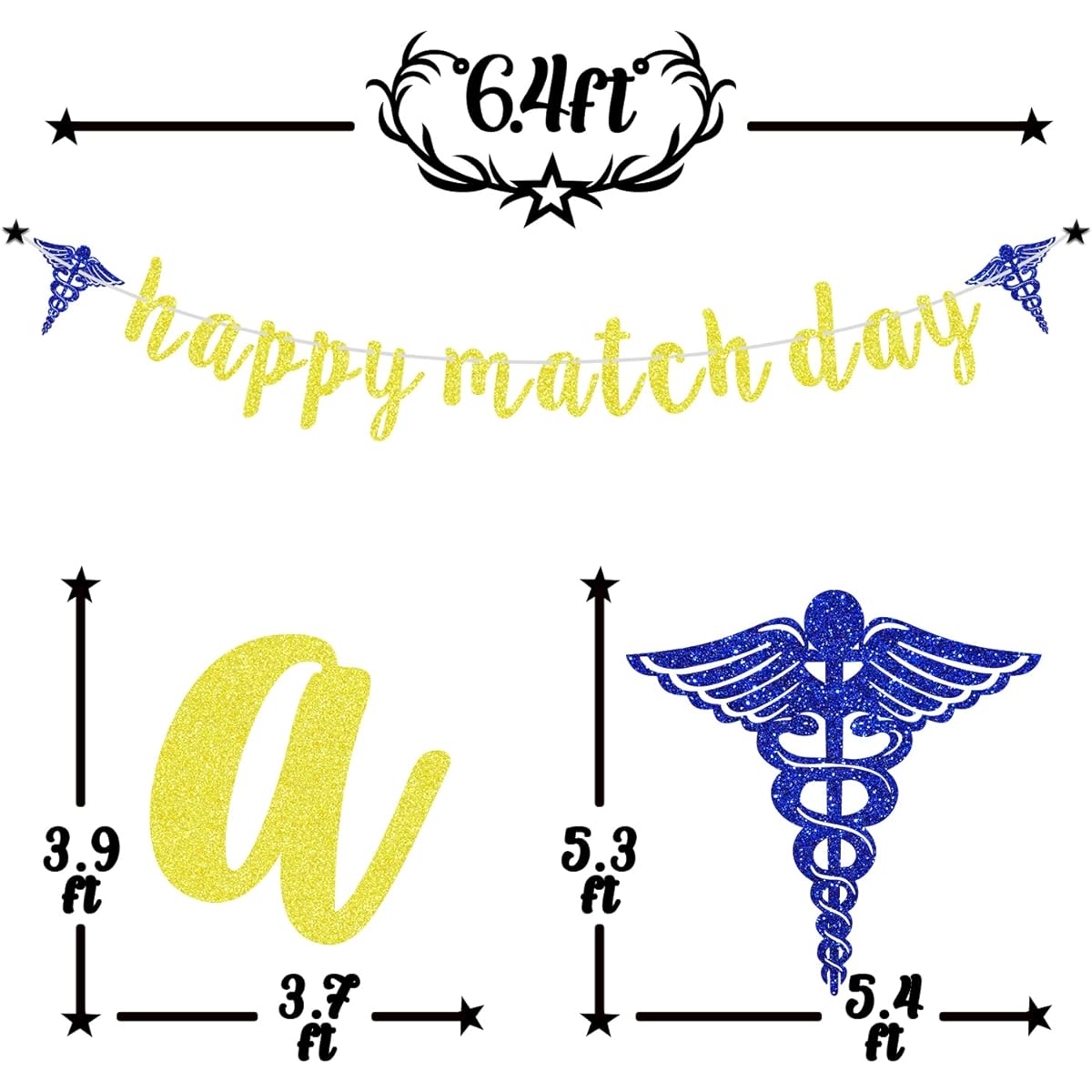 Gold Glitter Happy Match Day Banner Phinally Done/We Are So Proud of You/Congrats Doctor, 2023 Med School Doctor Graduation Party Decorations
