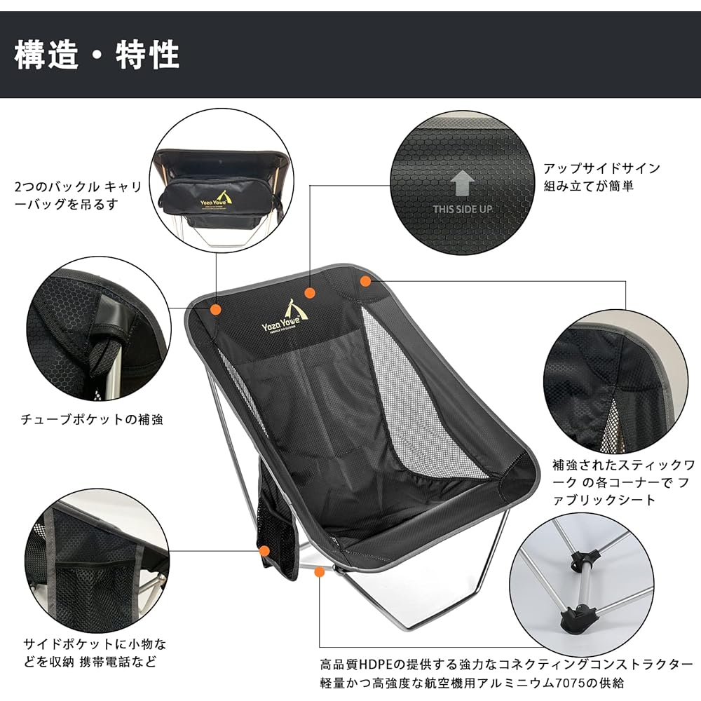 YozaYowe Ultralight Folding Camping Chair - 790g Compact Aluminum Outdoor Chair with Carry Bag Climbing Ground Chair Chair Zero Camping Beach Fishing Bonfire