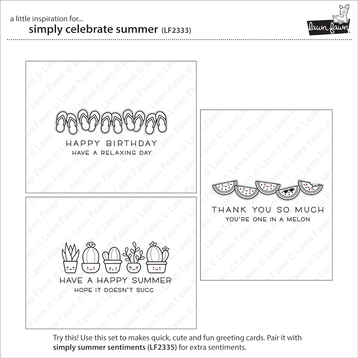 Lawn Fawn LF2333 Simply Celebrate Summer 4X6 Clear Stamp Set
