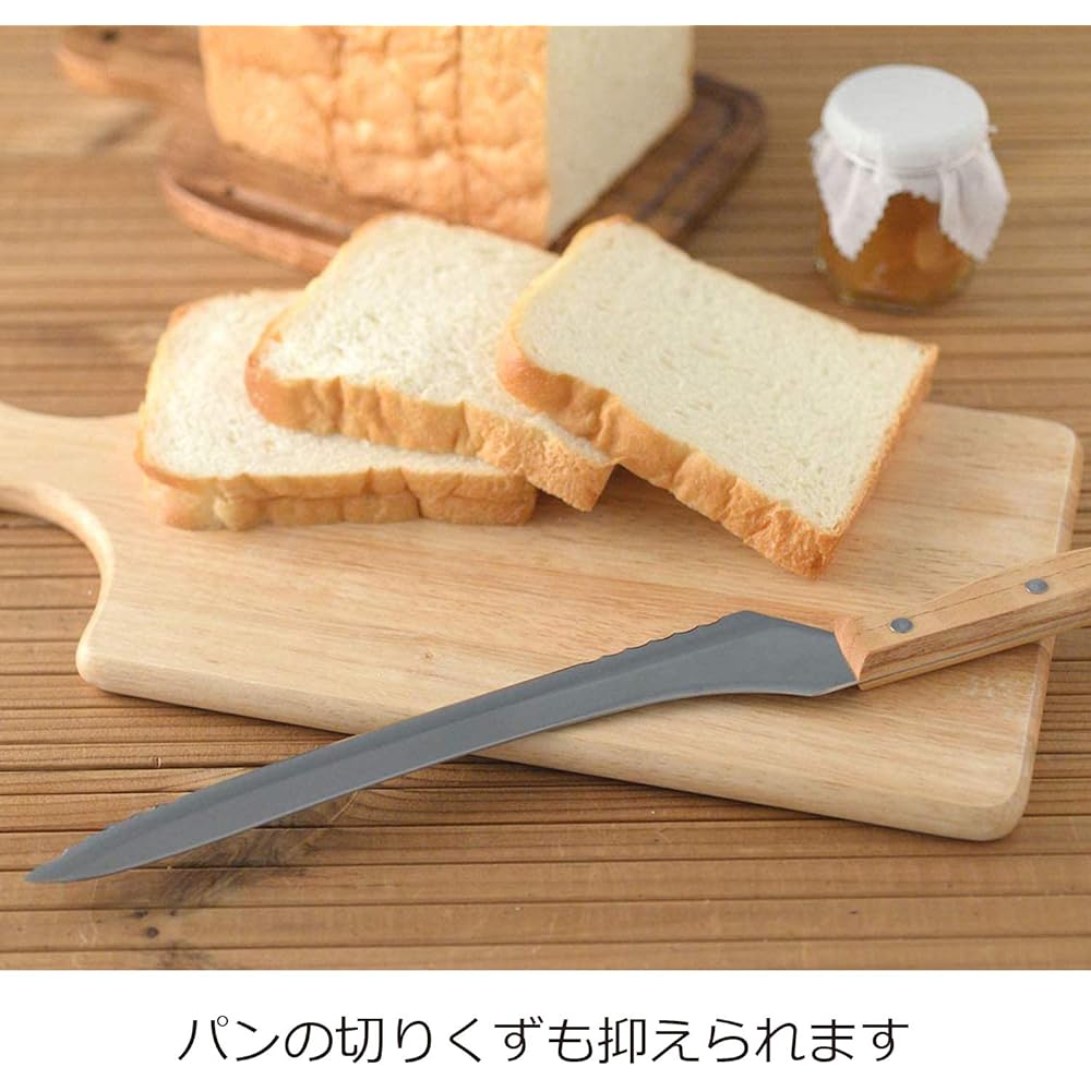 Ernest Bread Knife Swallow Bread Knife 23.5cm Made in Japan Wooden Handle A-77028 Natural