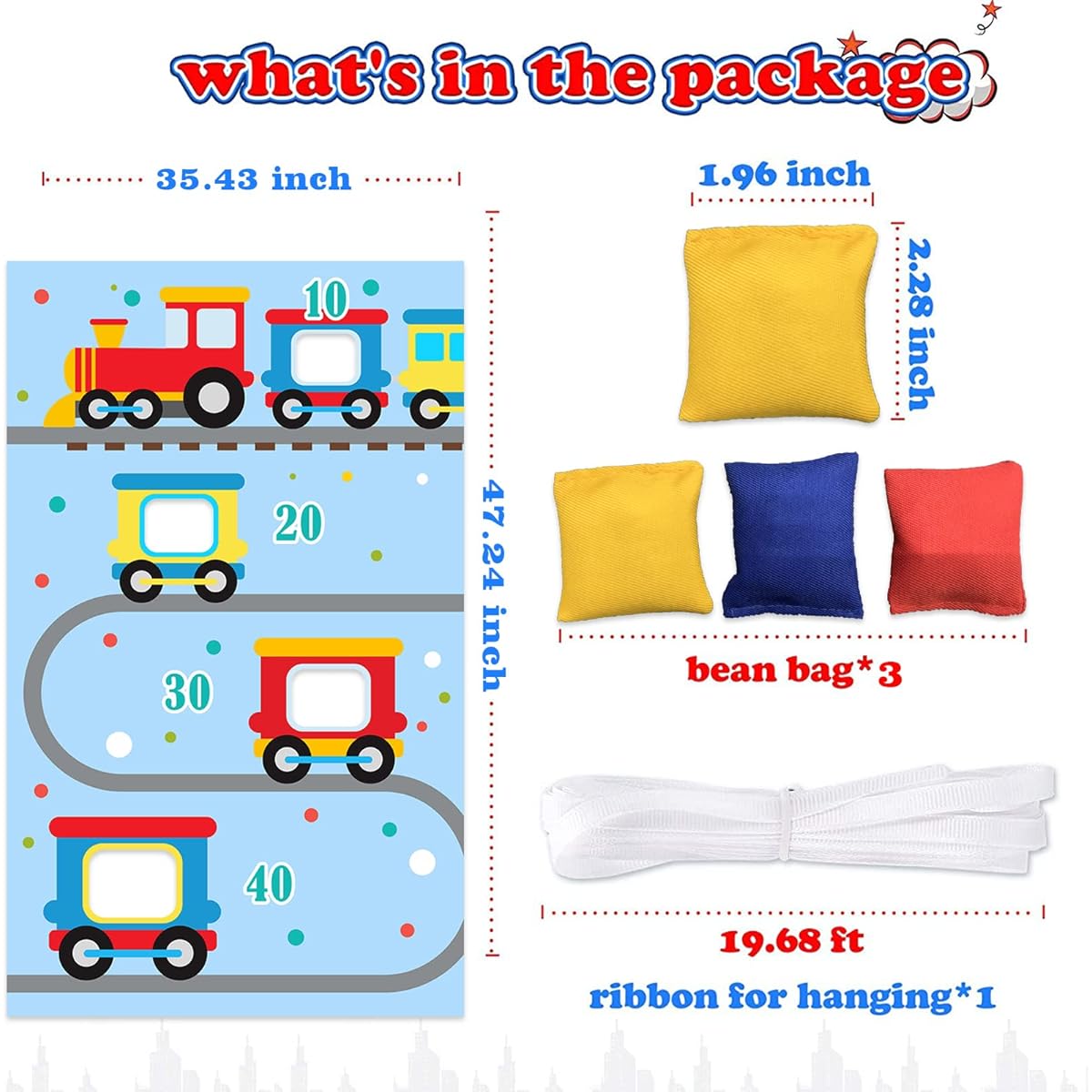 Steam Train Chew 2 Toss Game Banner Backdrop Backdrop Railway Transportation Rhyme Story Theme Decor Indoor Outdoor Boys Girls 1st Birthday Party Baby Shower Supplies