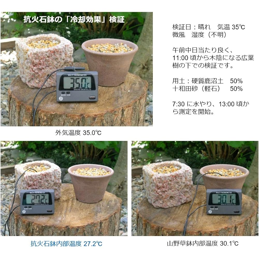 Kobohayachine Anti-Fire Stone (Pumice) Pot M Size - Set of 2 for Cultivating Wildflowers, Bonsai, and Succulents