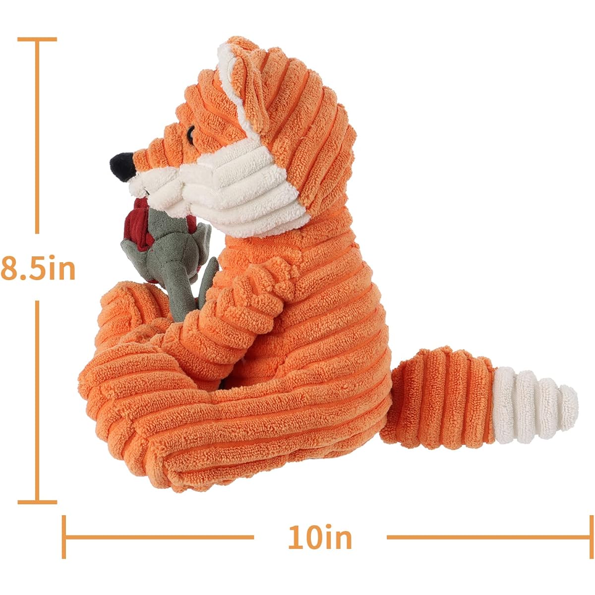 Apricot Ramtoy Plush Corduroy Orange Fox Rose Stuffed Animal Soft Toy for Kids Girlfriend Mother's Day Valentine's Day 8.5"