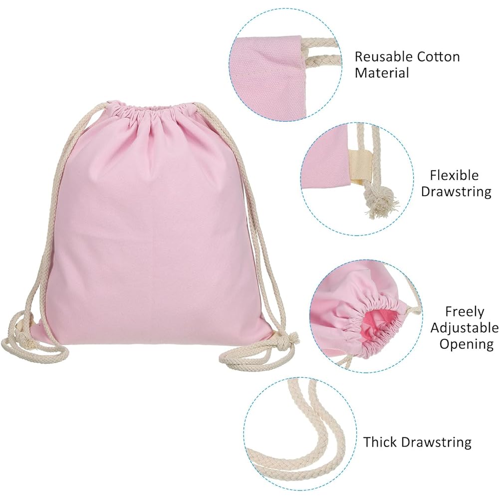PATIKIL Cotton String Bags Set of 2 Cotton Folding Sports Gym Bags for Women Men Gym Sports Travel Pink Green