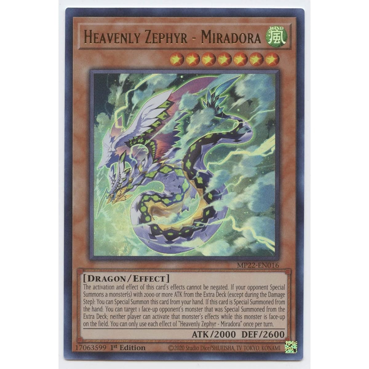 Heavenly Zephyr - Miradora - MP22-EN016 - Ultra Rare - 1st Edition.