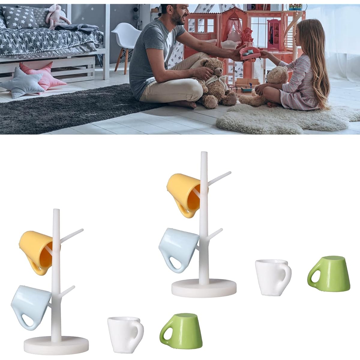 Agatige Dollhouse Cup Set Mini Furniture Miniature Tea Set for Dollhouse Decoration (Cup Set)
