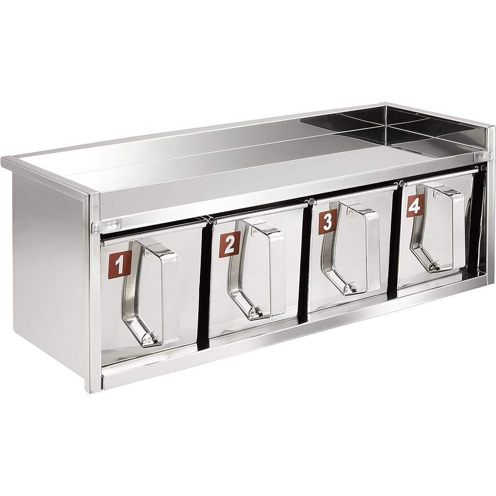 Endo Shoji Commercial Welded Drawer Type Yakumi 2 Tier 8 Pieces Body 18-8 Stainless Steel Made in Japan AYK17028