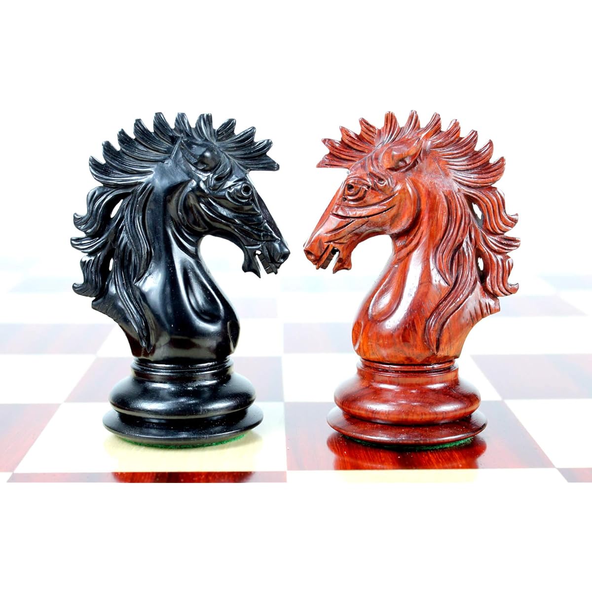 House of Chess - Ebony / Bud Rose wood Encore Staunton Wooden Chess Set Pieces 4.5" - Wooden Box