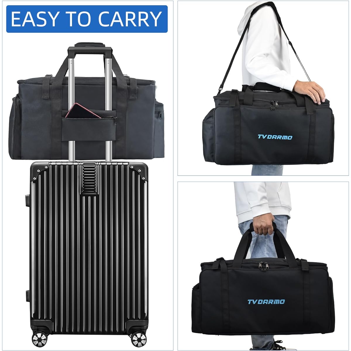 TVDARMO DJ Equipment Cable Bag DJ Gig Bag with Removable Padded Bottom and 8 Dividers Cable File DJ Case Music DJ Accessories Cords for DJ Gear Sound Equipment