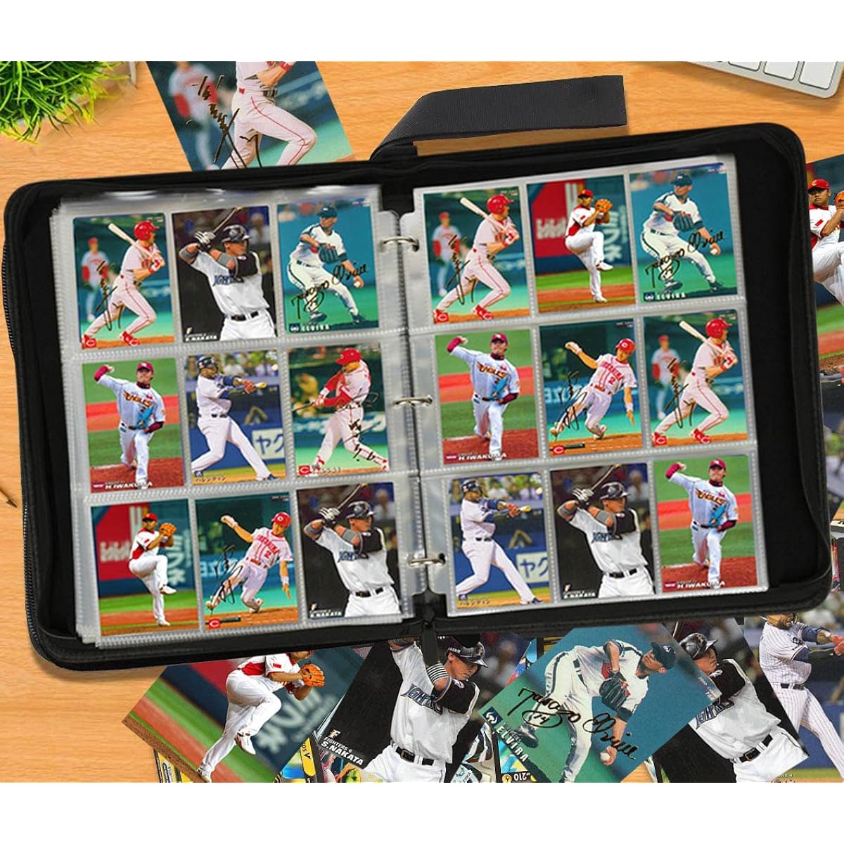 PKMLIFE Baseball Card Binder Holder Trading Album Sleeves Storage Protector for TCG and Football Cards and Sports Cards, Zipper, 9 Pockets, 40 Pages, Holds up to 720 Cards (White)