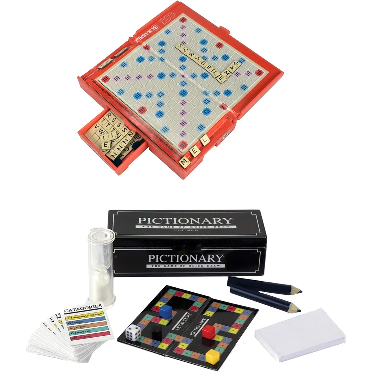 World's Smallest Games Bundle Set of 2 Scrabble Pictionary