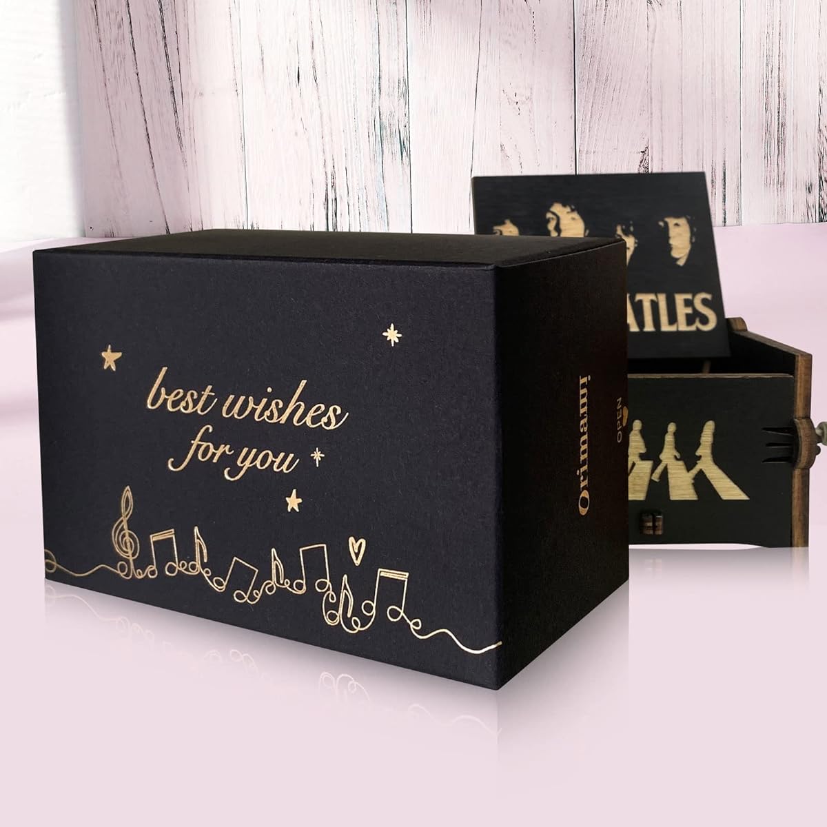 ORIMAMI The Beatles Gifts - Let It Be Classic Hand-Cranked Engraved Wooden Music Box, for Beatles Fans, Friends, Family, Mother's Day, Father's Day, Christmas, Anniversary (01)