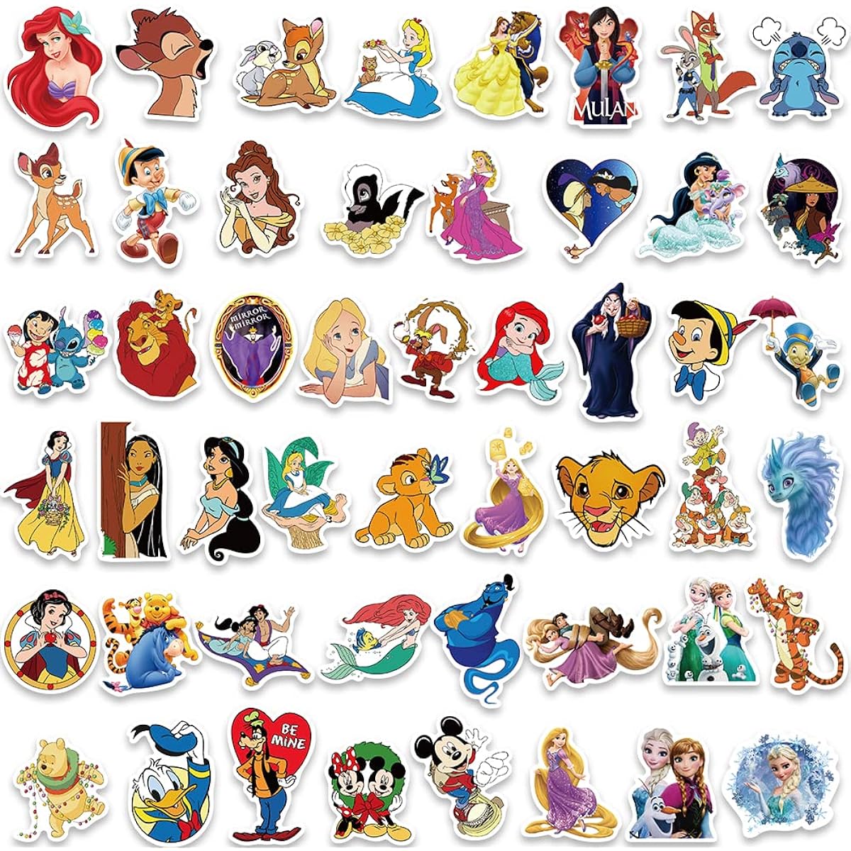 100PCS Asverbet Kids Stickers Pack Princess Stickers Cute Cartoon Characters Stickers for Kids Teens Adults Waterproof Vinyl