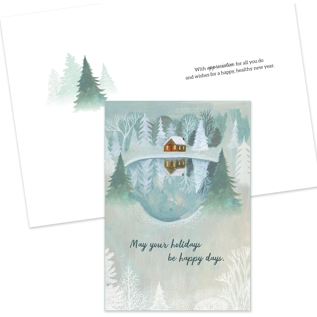 Hallmark Business Employee Holiday Cards Pack of 100 (Happy Days Winter Cabin)