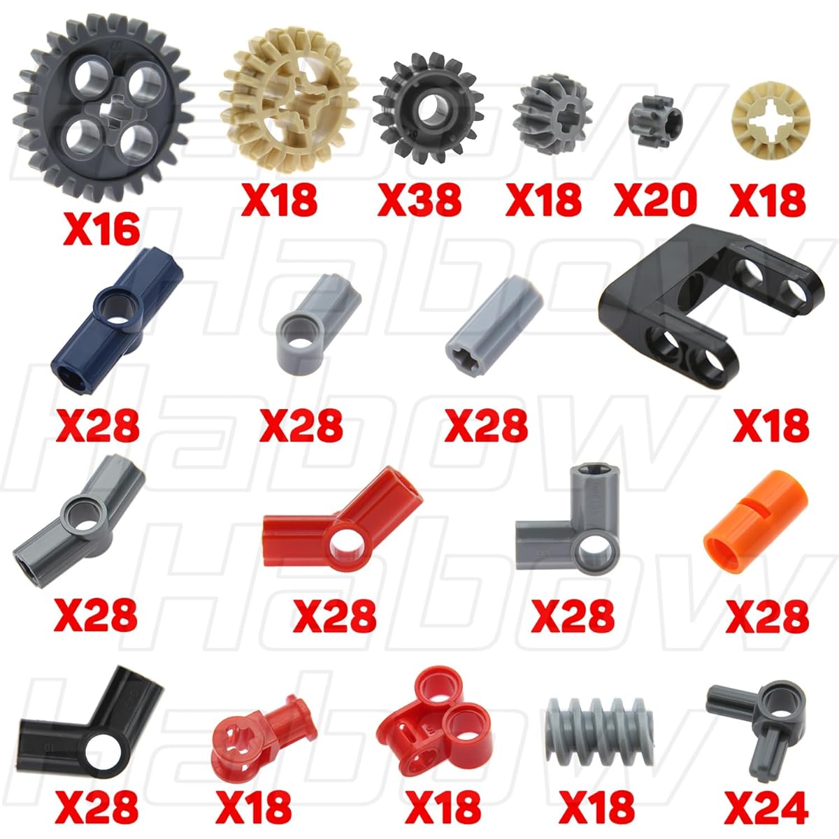 Habow 450pcs Technic Parts Gear Axle Pin Connectors Compatible with Lego Technic Technic Bushings Technic Joint Connectors MOC Replacement Pieces and Parts