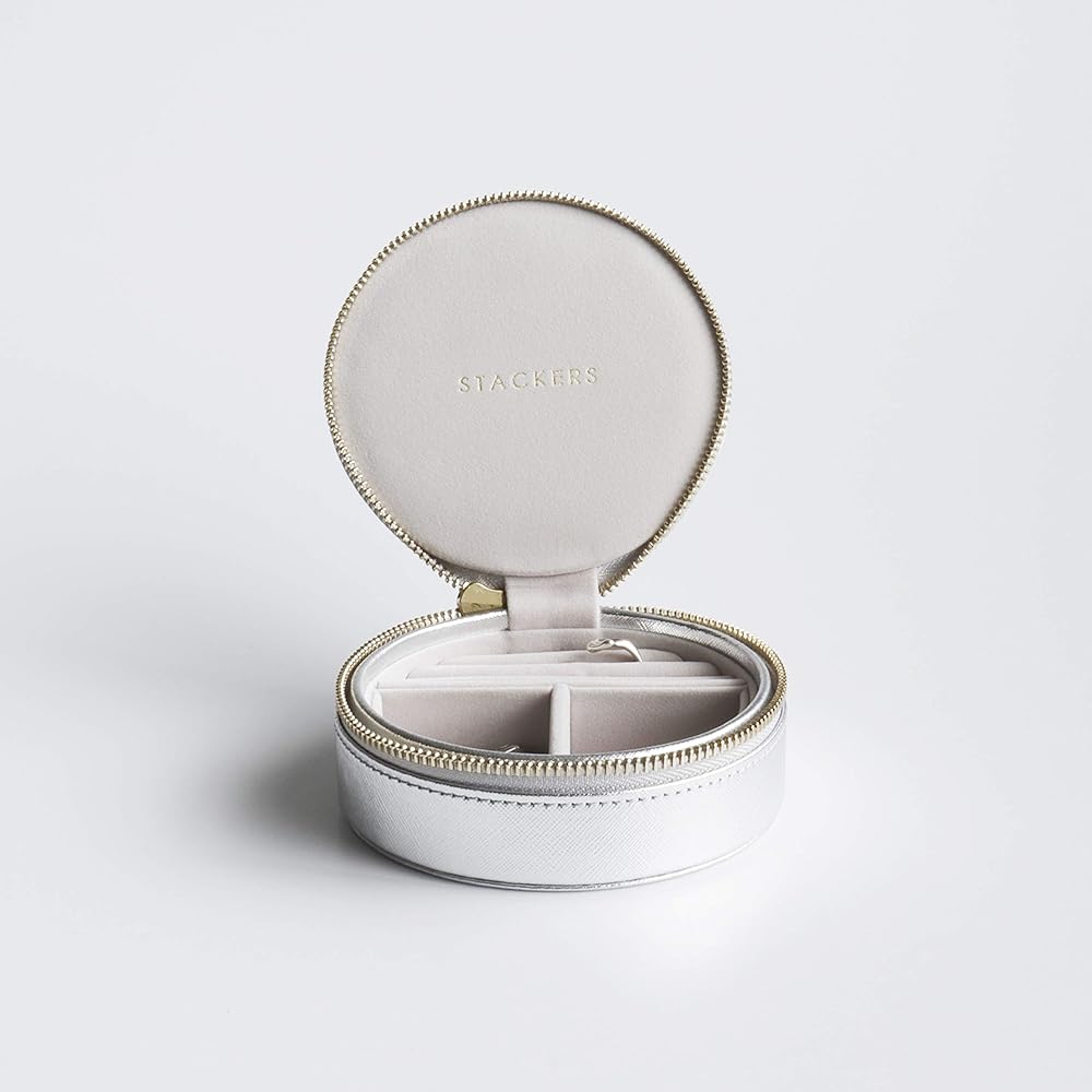 STACKERS LONDON Travel Jewelry Box Round Silver/Stackers SILVER Travel Box Round (Silver)