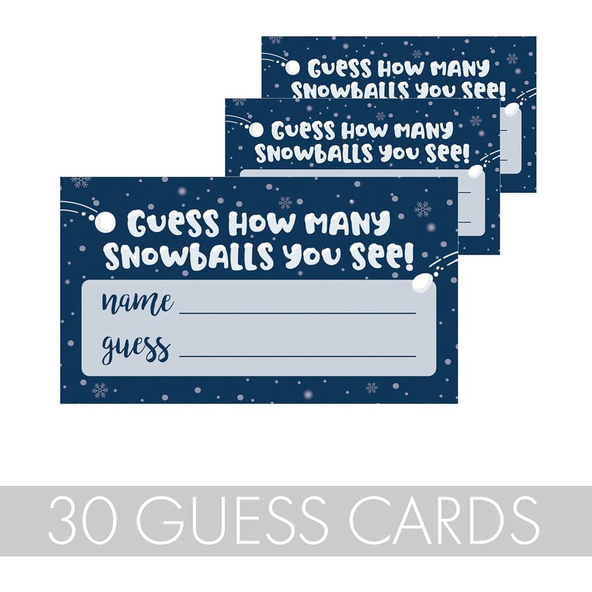 Winter Holiday Party Game - How Many Snowballs Can You See? Guessing Game - 30 Guessing Cards - Winter Wonderland Party, Snow Day Party in the Classroom, Little Snowflake, Baby Shower Game Supplies