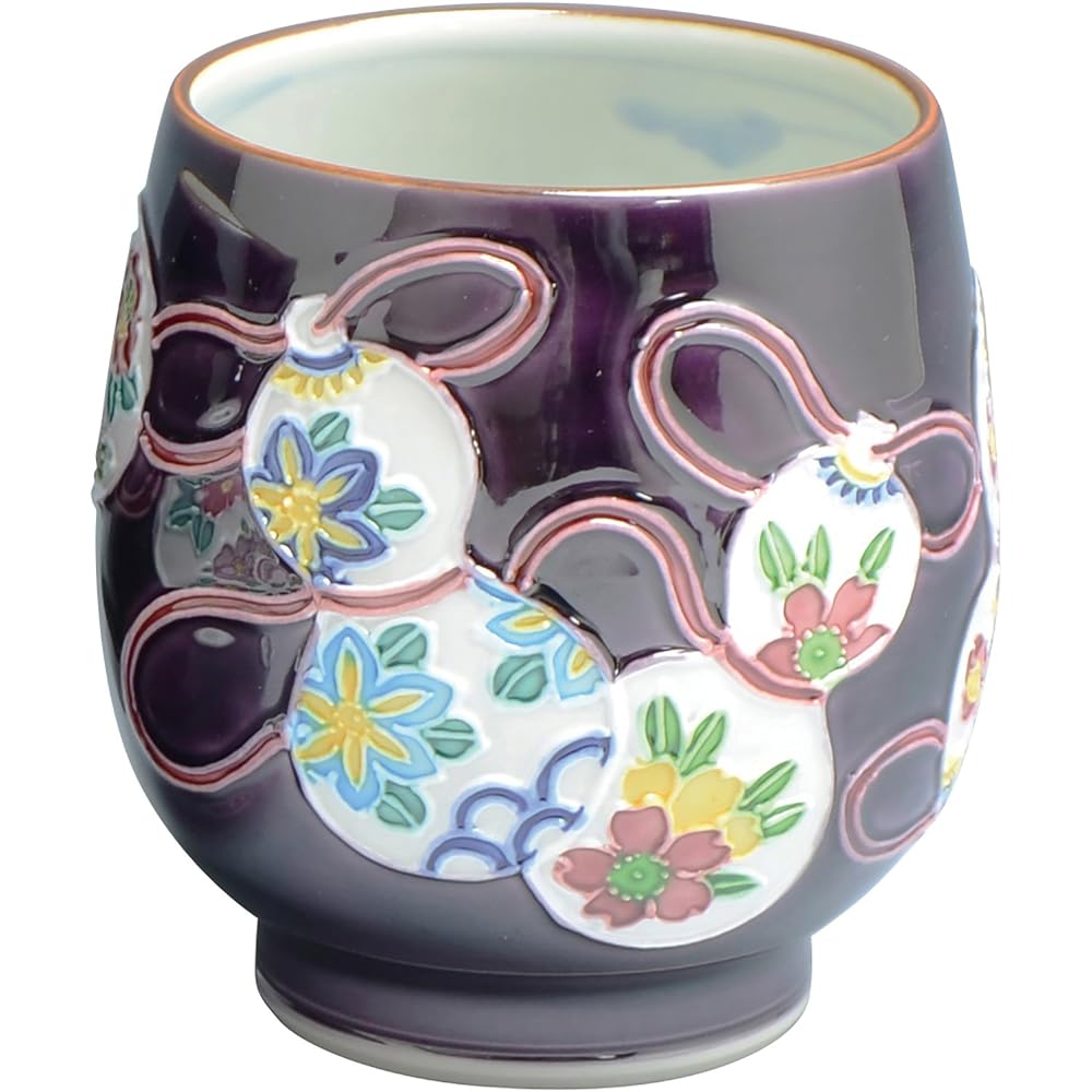 Kyoto ware, Kiyomizu ware, Shoho kiln, Guigin (in wooden box), interdigital oshidori (purple) GIK376-01