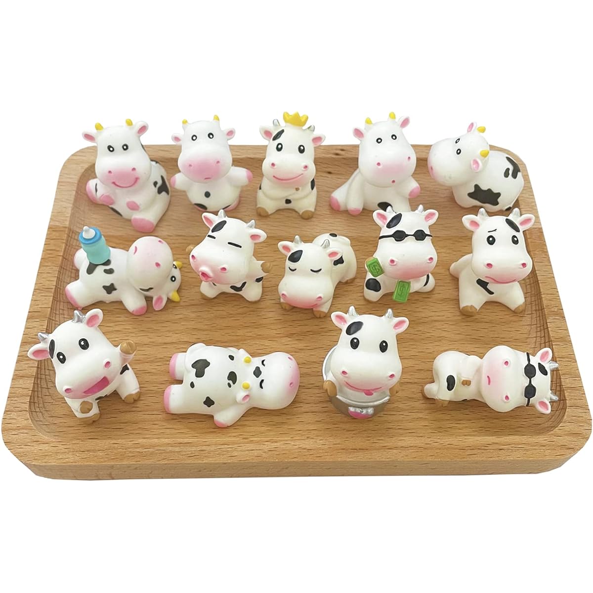 JKanruh 16Pcs Cute Cow Mini Animals Miniature Resin Cow Figures for Fairy Garden Moss Landscape Ornaments Outdoor Decor Home Decor Cake Decoration DIY Crafts