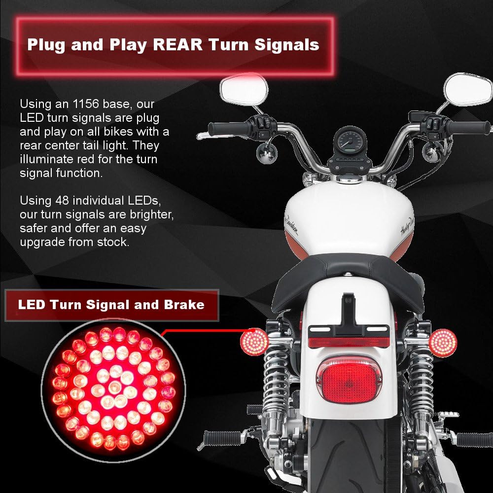 Eagle Lights 2" LED Turn Signal Kit for Harley-Davidson Motorcycles (Front (1157) Rear (1157) LED Turn Signal Kit Add Smoked Lens)