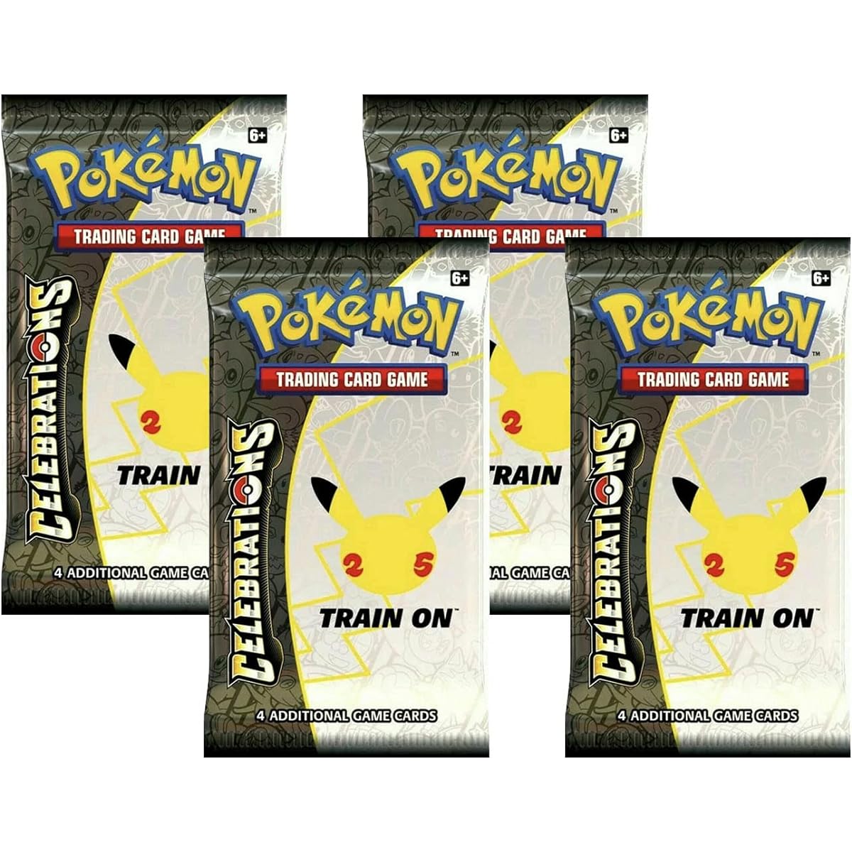 Celebrations Booster Pack Lot (x4) - 25th Anniversary Set - 4 Cards per Pack (Collection Contains Only Holo Rares, Ultra Rares, and Secret Rares)