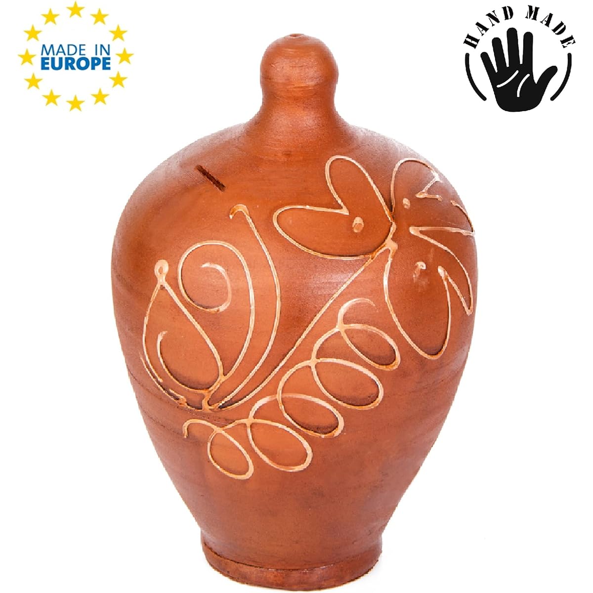 Natural Clay Piggy Bank, Vintage Terracotta Coin Bank, Piggy Bank Must Be Broken To Open (S 7 Inch)