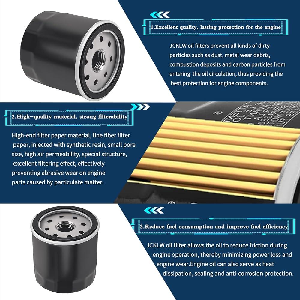 JCKLW 49065-0724 49065-7010 Oil Filter Kawasaki Club Car 1016467 41016467 Compatible with Kubota T1460 T1560 T1700H T1770 T1870 TG1860G Robin EH188 V EH64 EH65 Yamaha MX775 MX800 MX825 2 pieces