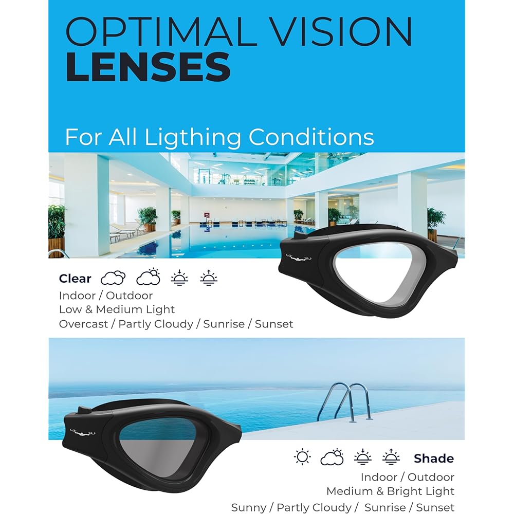 AqtivAqua Wide View Swim Goggles + Exclusive Design Case ||Swimming Workout ~ Open Water ||Indoor/Outdoor Line