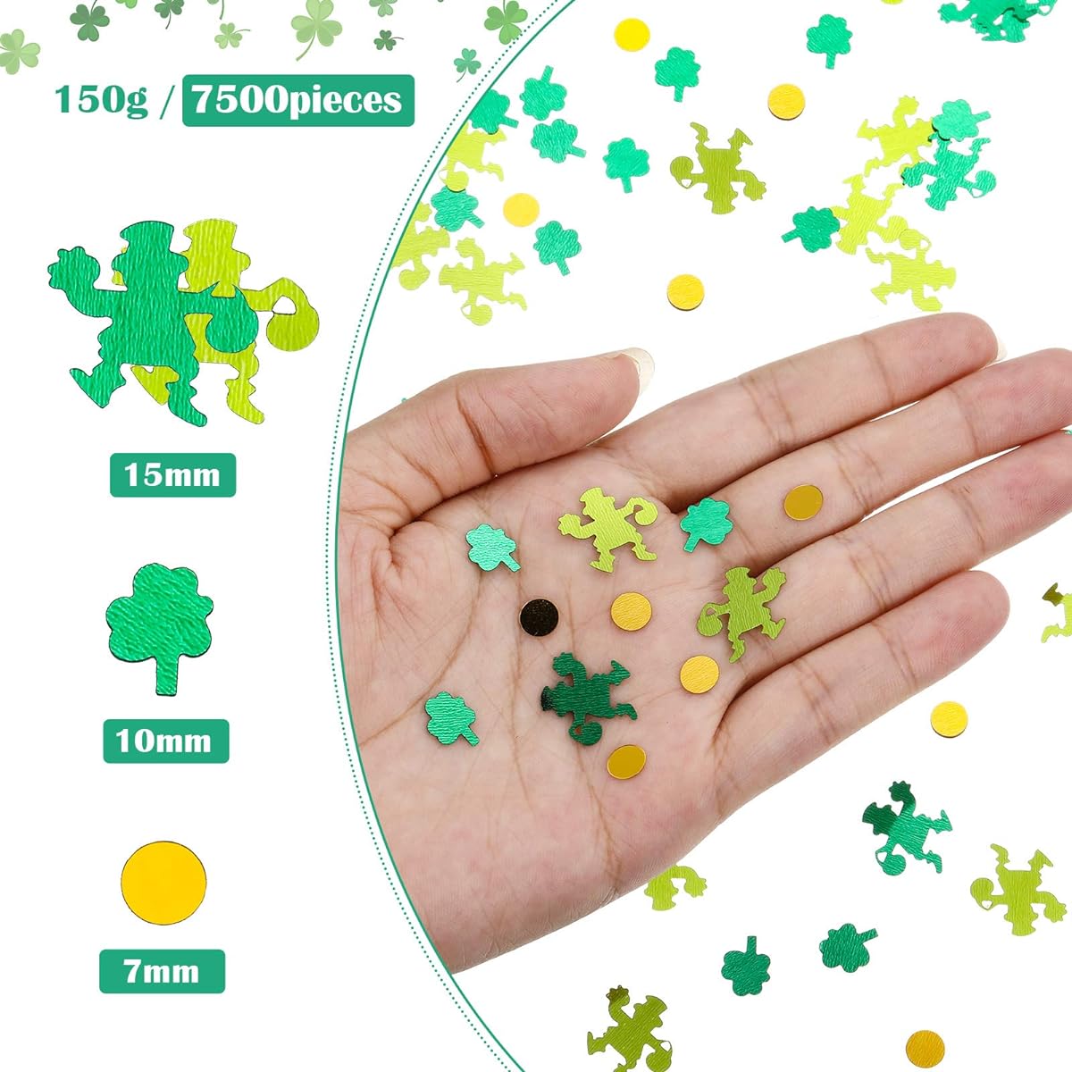 150g Shamrock Table Confetti St. Patrick's Day Confetti Lucky Green Clover Confetti Metallic Confetti Table Decoration Confetti Sprinkles Irish Party Supplies St. Patrick's Day Decorations