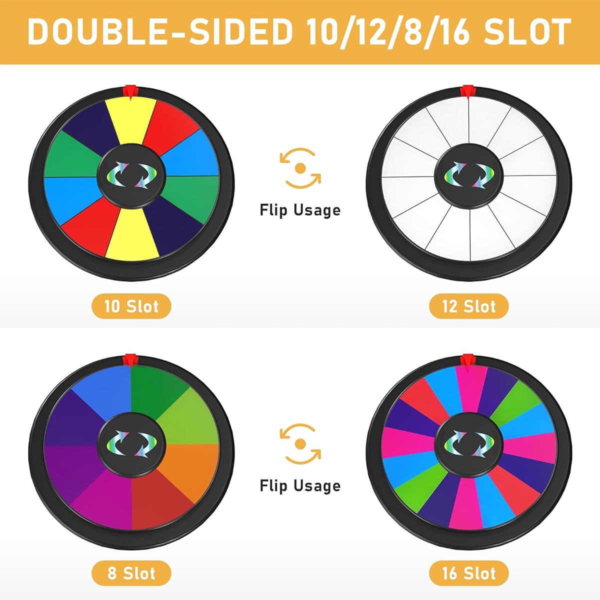 abitcha 10" Spinning Prize Wheel - Double Sided Colorful Tabletop Spinner - Spin the Roulette Wheel for Carnivals, Trade Shows, Win Fortune Spin Games