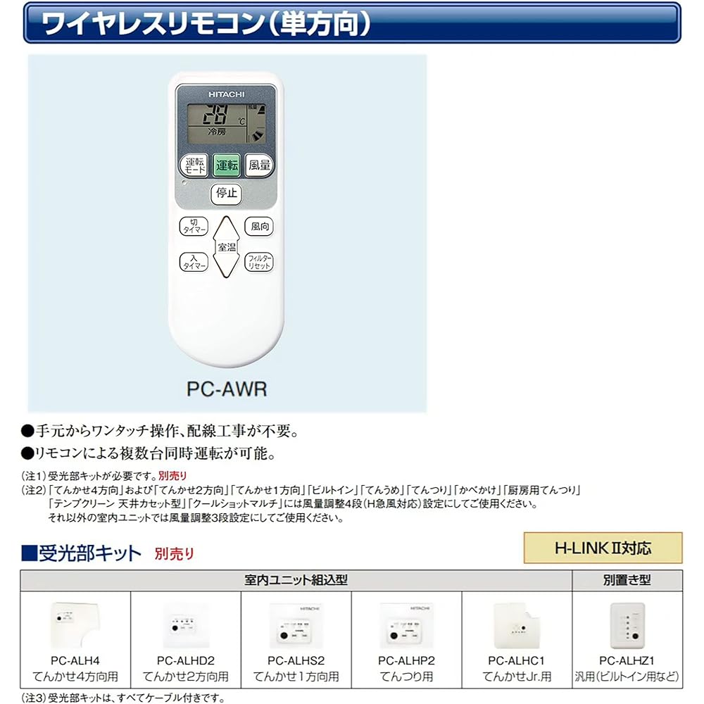 Hitachi Commercial Air Conditioner Wireless Remote Control PC-AWR