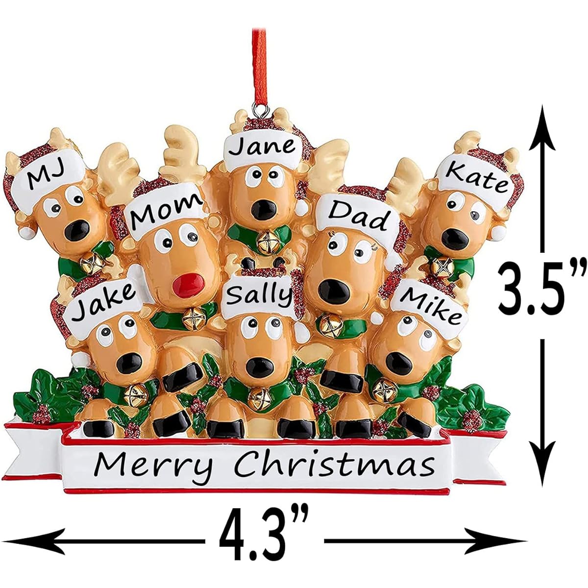 Personalized Christmas Ornaments 2023 Family of 2/3/4/5/6/7/8 Deer Christmas Ornaments Custom Name Customized Gifts for Christmas Tree Family of 2