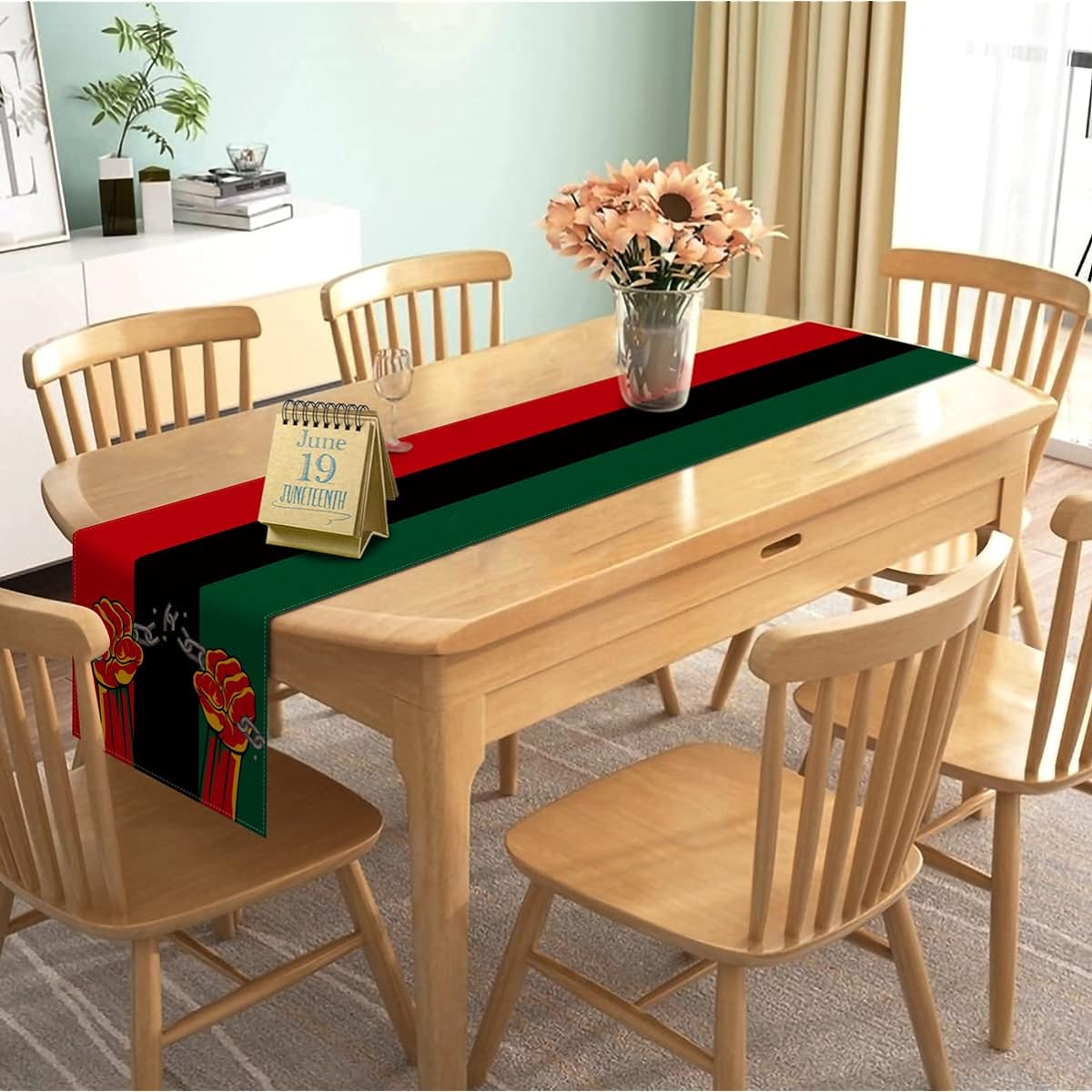 Nepnuser Juneteenth Table Runner African American Independence Freedom Day Black History Month Dining Room Kitchen Table Decoration