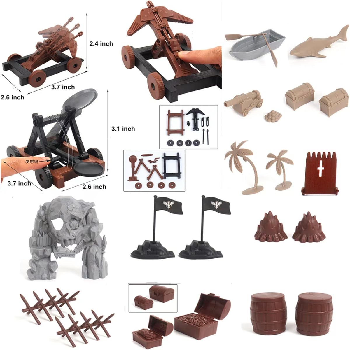Plustopoy Medieval Castle Knight Toy Soldier Figure Army Men's Toy Medieval DIY Castle Building Toy Pirate Knight Action Figure 20 Pirates 12 Soldiers 8 Cavalry