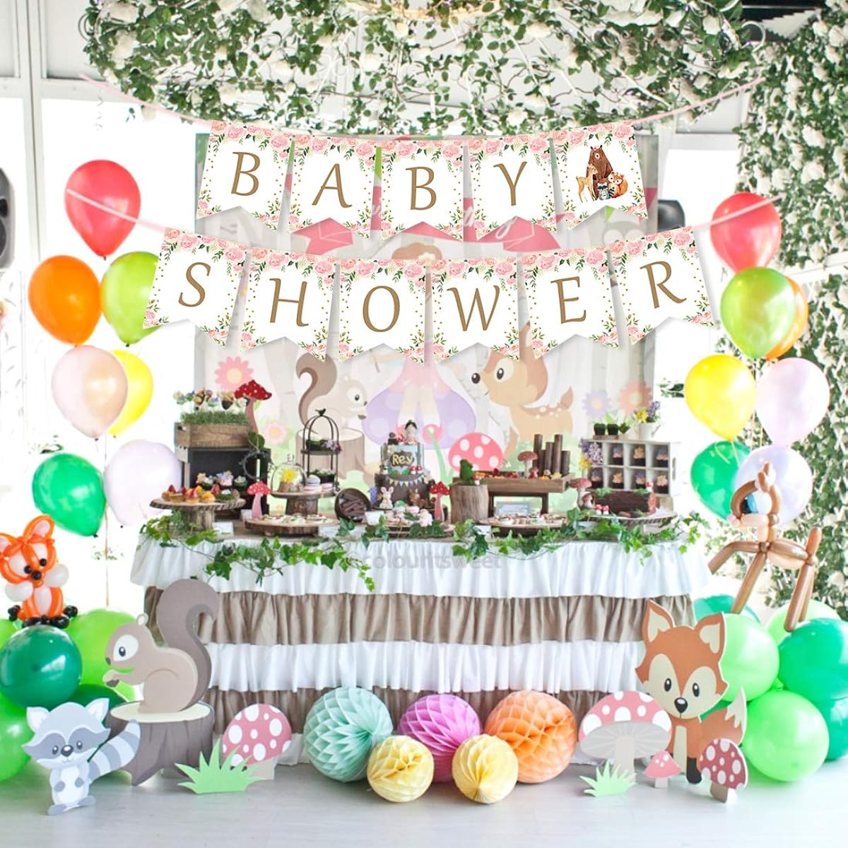 Woodland Baby Shower Decor Woodland Animal Garland It's a Girl Baby Shower Banner Woodland Animal Baby Shower Decorations Supplies