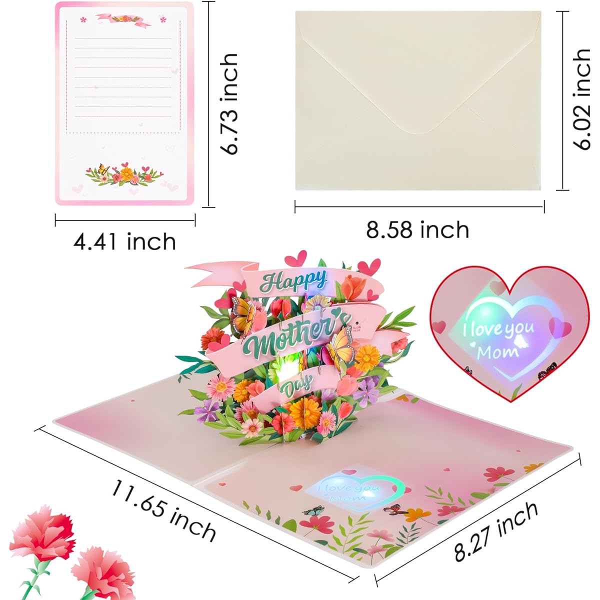 Criamolo Lights & Music Pop Up Mother's Day Cards, 3D Blowable Mother's Day Cards, Mother's Day Cards from Daughter, Mother's Day Gifts for Wife, Mom, Grandma, Sister
