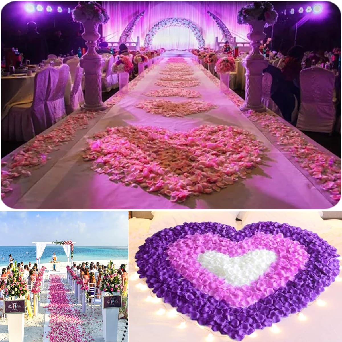 Cattree Rose Petals, 3000 Pieces Artificial Silk Petals Wedding Flower Decoration Purple