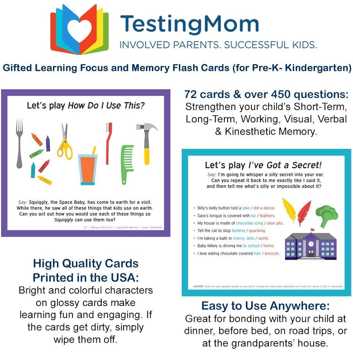 Gifted Learning Flash Cards - Working Memory for Pre-K - Kindergarten - Gifted and Talented Educational Toy Practise for CogAT, OLSAT, Iowa, SCAT, WISC, ERB, WPPSI, AABL, Woodcock-Johnson and more
