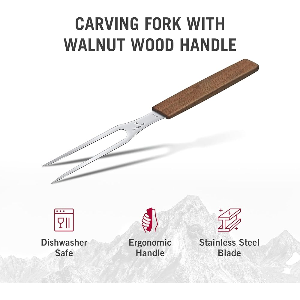 VICTORINOX Carving Fork 15cm Wood Swiss Modern Meat Beef BBQ 6.9030.15G