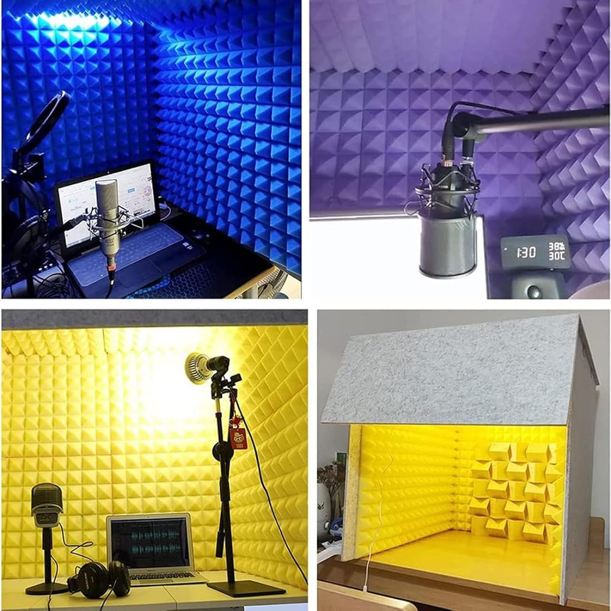 Portable Soundproof Foam Panels Soundproof Booth Desktop Soundproof Cover Vocal Recording Booth Sound Booth Microphone Soundproof Acoustic Foam Panels for Studio Vocal Audio Music 80x80x80CM purple