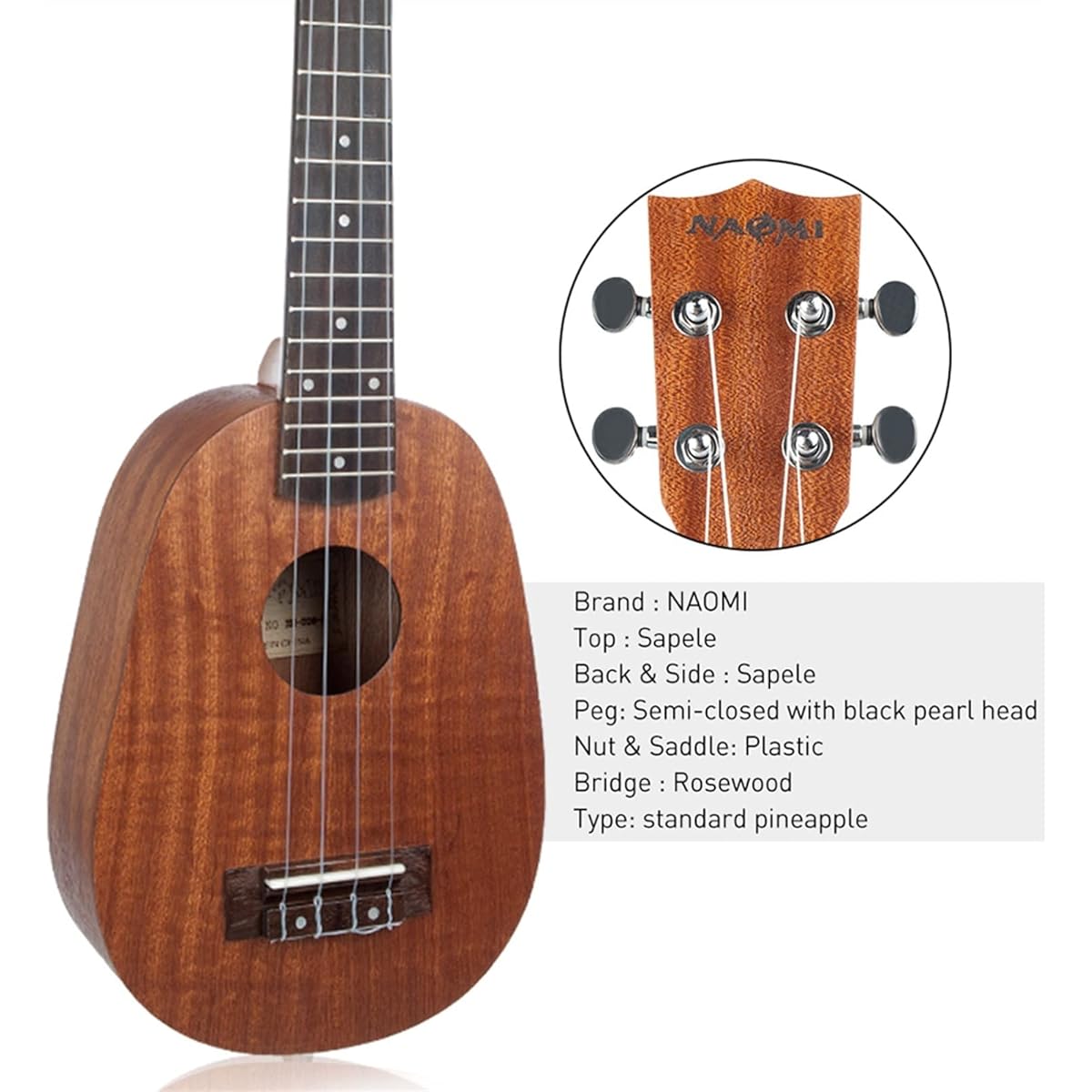 Ukulele 21 Inch Ukulele Sapele Topboard Backboard Plastic Nut Rosewood Bridge Ukeleles for Toddlers Kid Guitar Musical Instrument Guitar (Size : 26 inches) (23 inches)