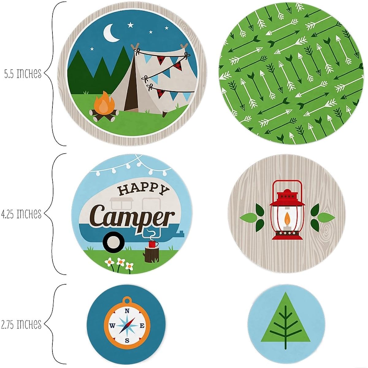 Big Dot of Happiness Happy Camper - Camping Baby Shower or Birthday Party Giant Circle Confetti - Party Decorations - 27 Large Confetti