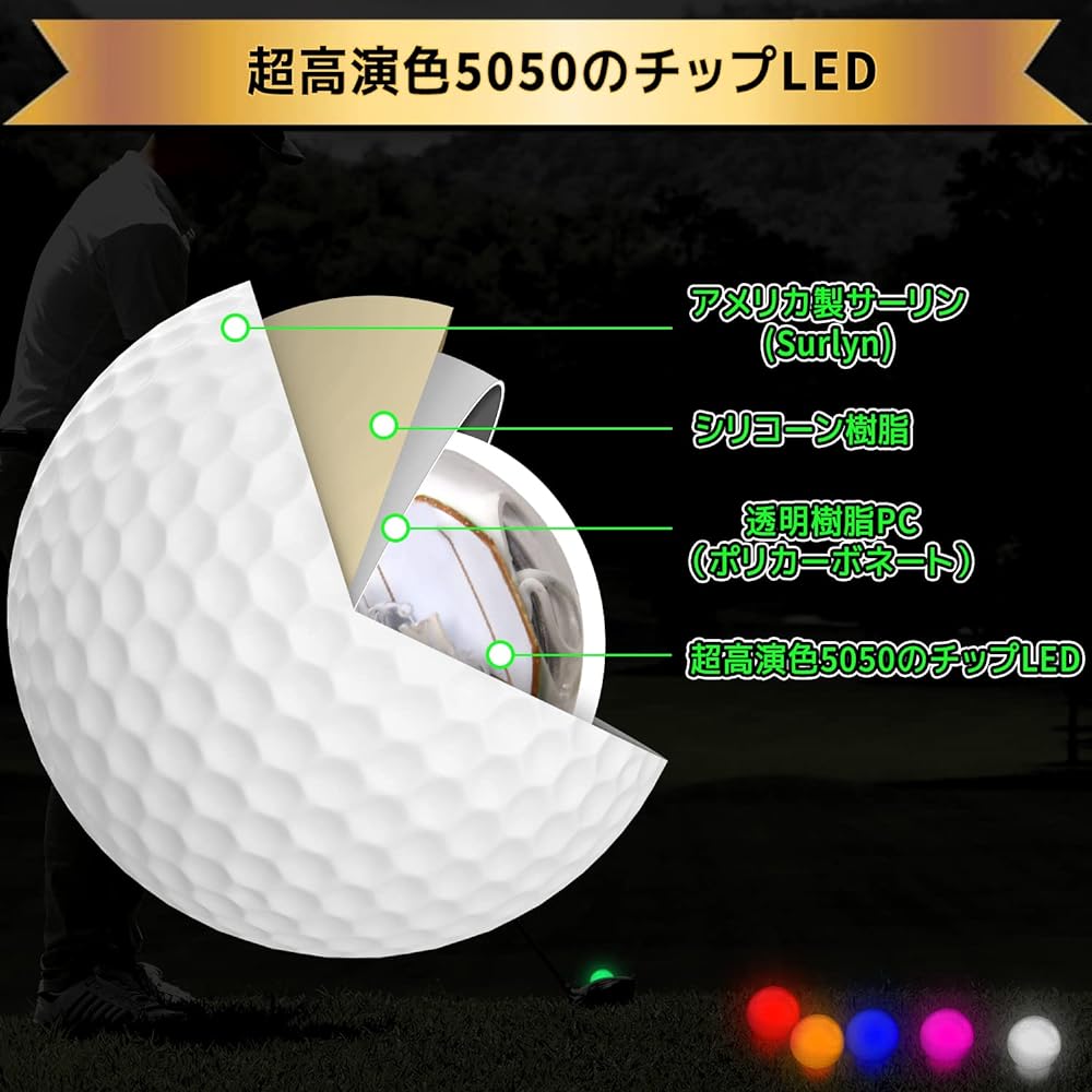 Glowing Golf Ball Night Golf Golf Practice Golf Practice Ball Night Golf Golf Equipment Home Night Glowing Golf Ball