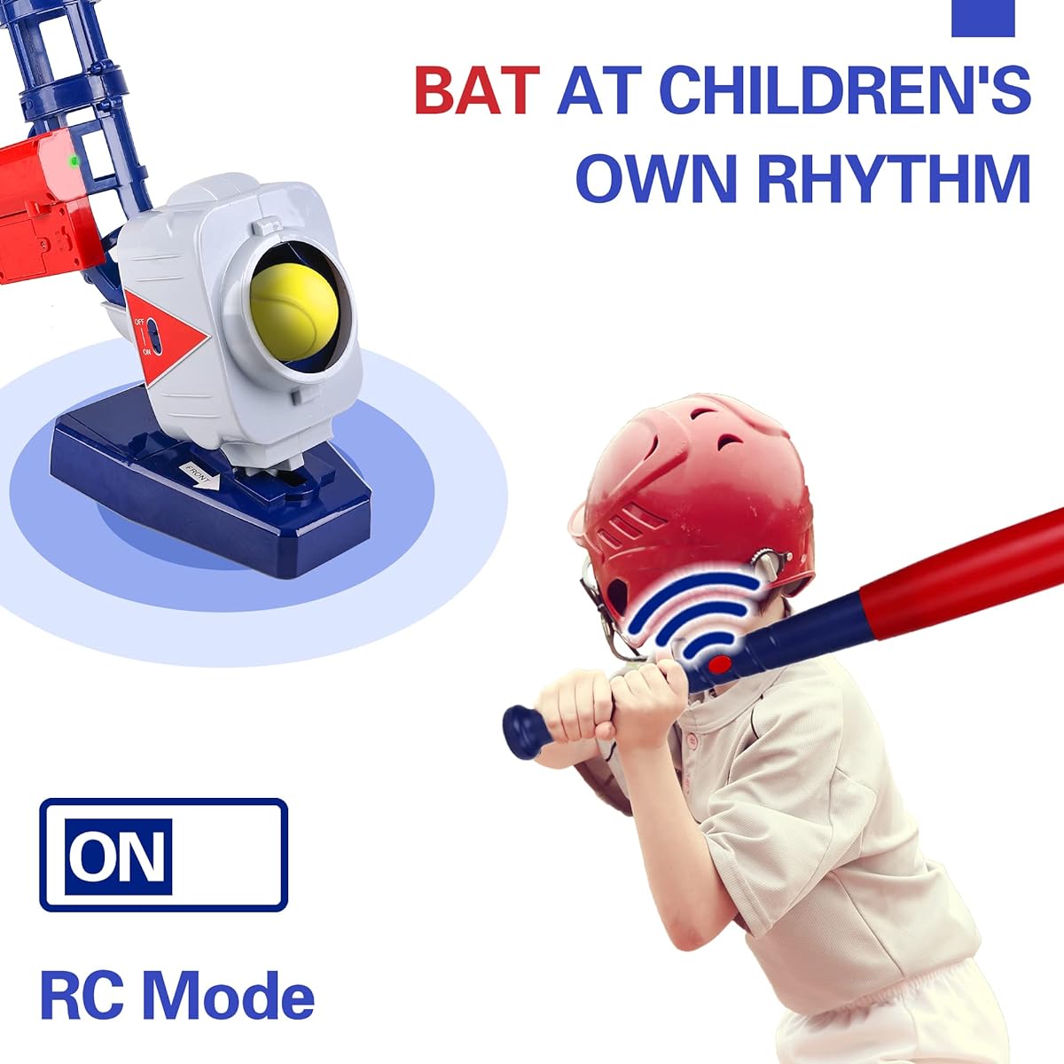 iPlay, iLearn 2 in 1 Baseball & Tennis Pitching Machine Remote Control Bat Automatic Pitcher Active Training Toy Set Outdoor Sports Game Gift for 3 4 5 6 7 Year Old Boys Girls