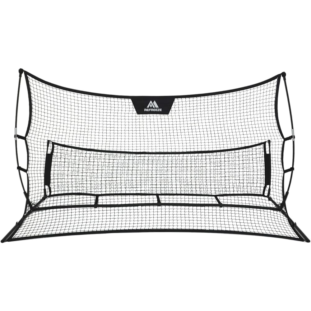 REFREEZE Portable Double Sided Rebound Net with Storage Bag Rebounder Soccer Futsal Practice Training