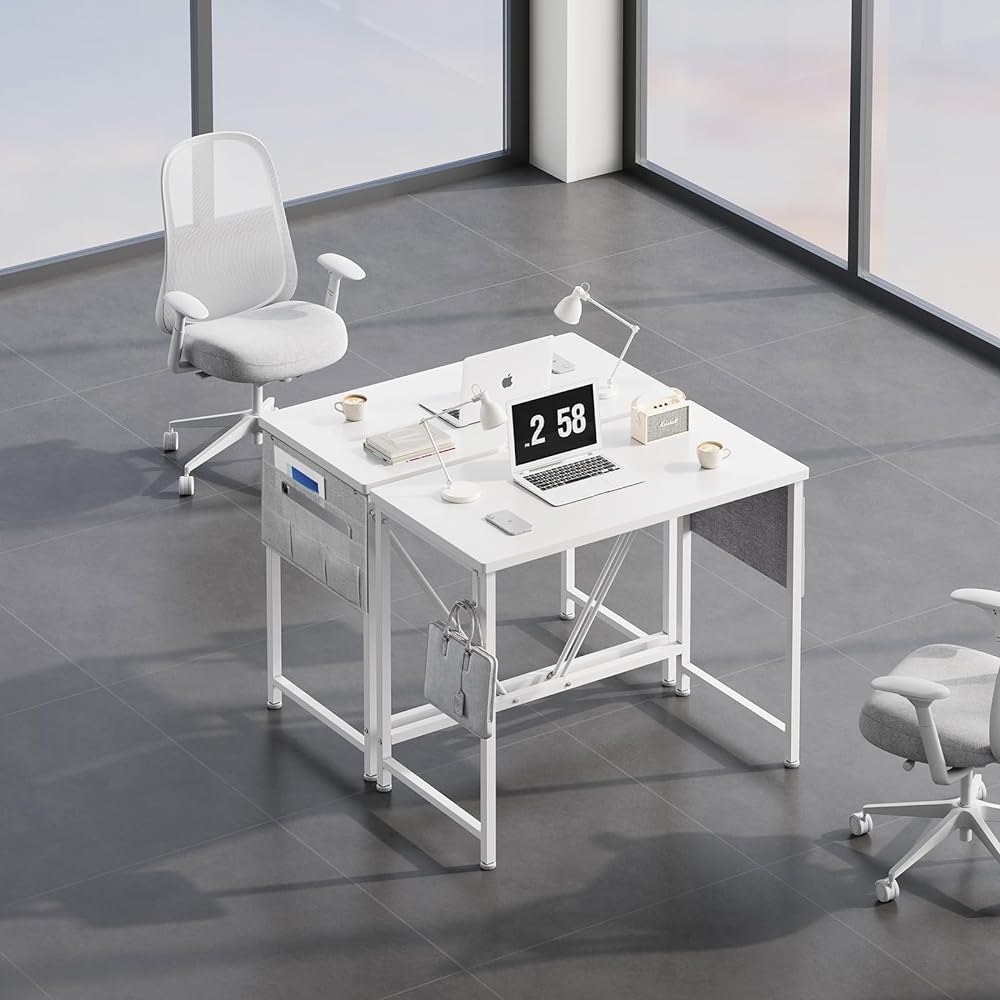 YeTom Desk, PC Desk, Study Desk, Box, Width 80cm, Computer Desk, Study Desk with Storage Bag, Small, Book Box, Compact Desk, Mini Desk, Work Desk, Home, Easy to Assemble, Tele, White
