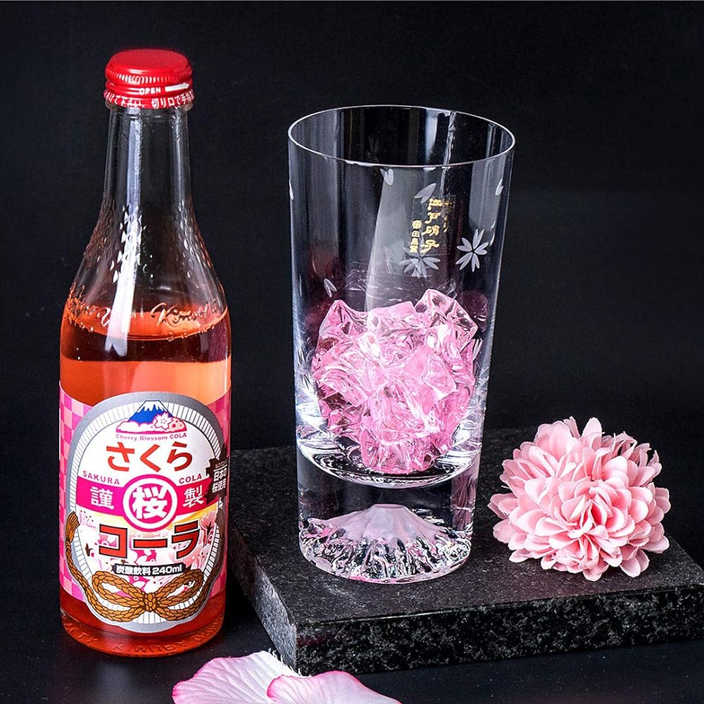 Mt. Fuji Glass Tajima Glass Sakura Fuji Tumbler Glass Souvenir Grand Prix Edo Glass Kiriko Mt. Fuji Cherry Blossom Whiskey Glass Rocks Glass Beer Sake Foreign Overseas Souvenir Celebration Gift Present Popular MADE IN JAPAN Souvenir Grand Prix Paulownia
