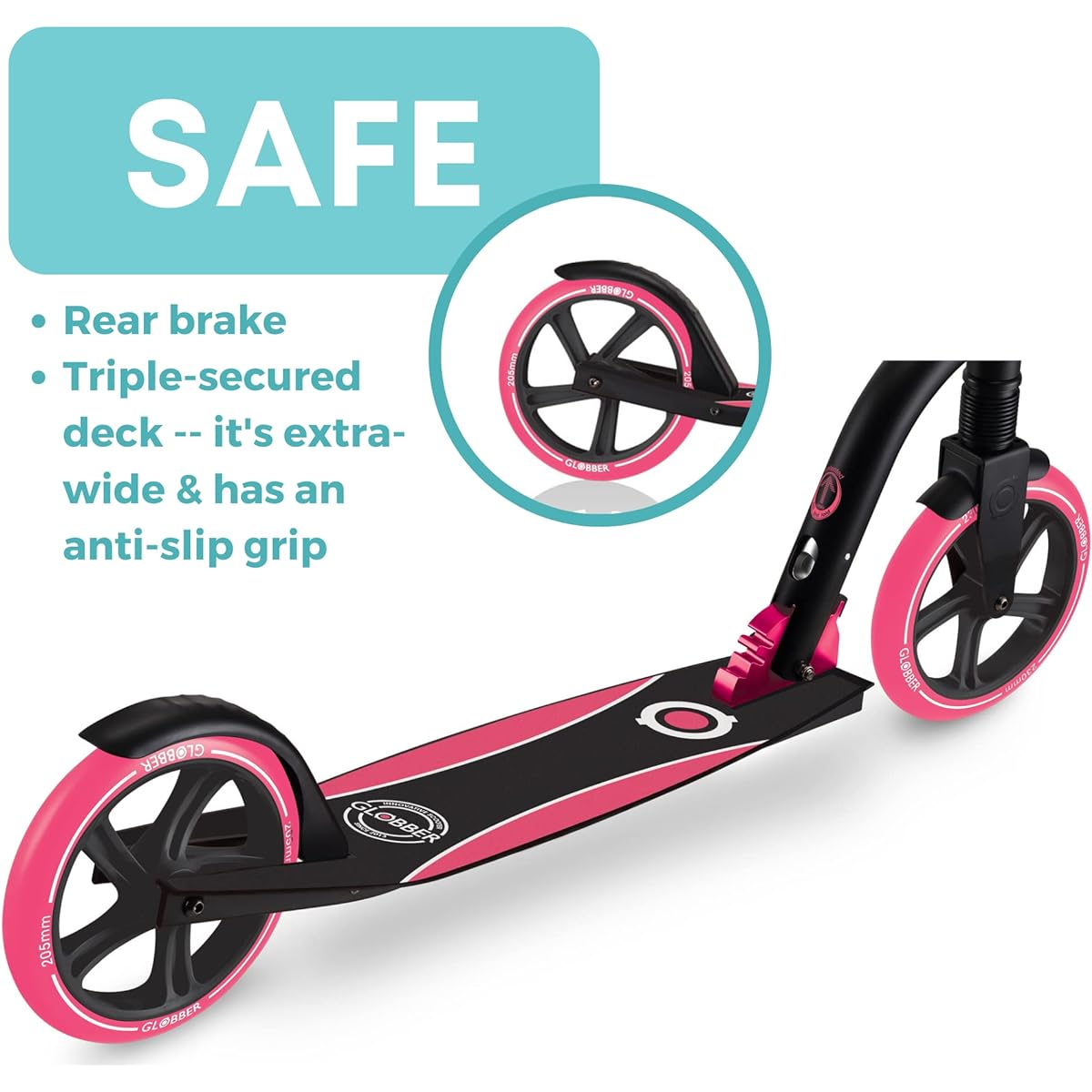 Globber NL Series 2 Wheel Kick Scooter for Kids Teens Adults Folding Kick Scooter for Ages 8-14+ Folding Kick Scooter for Transport & Storage Large Wheel Scooter with Adjustable T-Bar